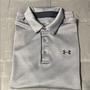 Under Armour Gray Polo Shirt. Size Large